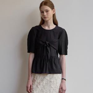 Ribbon peplum top - Black [BE25FATP001BK]