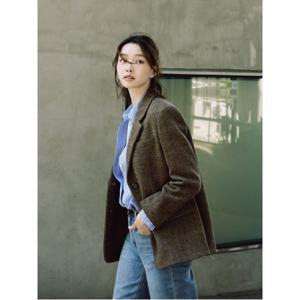 해리스 트위드 헤링본 세미 오버핏 재킷  베이지 (BF5911C01A)
