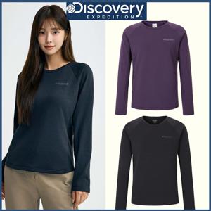 디스커버리 25FW 가을 신상 여성 그래핀 그리드 플리스 긴팔티 DWRL3F054 CJDTT