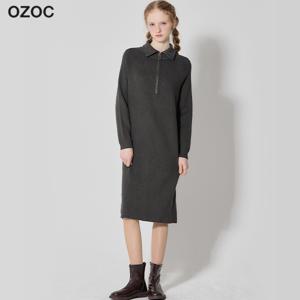 (OZOC)] 하이넥 집업 니트 원피스 (택가격: 112000원)