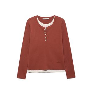 [최초가:279,000원] 컬러블록 레이어드 라운드 니트 탑 N253PWK835