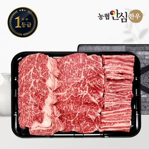 [농협안심한우] 1++등급 한우 선물세트 채반 구이3호 1kg (등심 400g/채끝300g/갈비살300g)