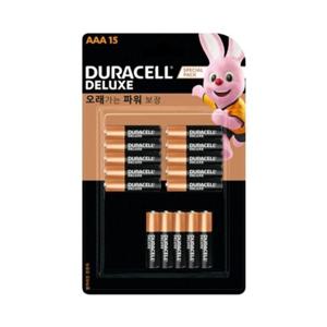 (듀라셀) 디럭스 알카라인 건전지 AAA 10+5 15개입 일회용 건전지 판(1개입) 자재