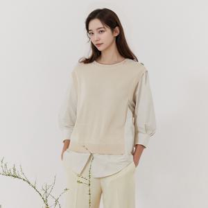 [최초가 59,000원]로베르 셔츠 레이어드 버튼 니트