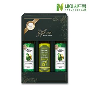 네이처드림 유기농 엑스트라버진 올리브오일 250ml 1병+아보카도오일 2병 선물세트/폴리페놀 스페인 올리브유