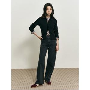 [B. my] 골지 투웨이 칼라 집업  블랙 (BF5841N015)