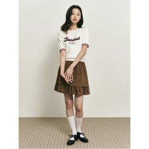 [B. my] 인조 스웨이드 러플 스커트  옐로이시 브라운 (BF5827N04B)