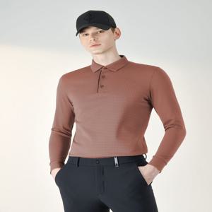 골프 DGTS4C651O2 [PREMIUM] 오렌지 잔조직 긴팔 카라 티셔츠