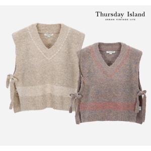 [Thursday Island] 뽀글이 와끼 리본 베스트(T228MVT236W)