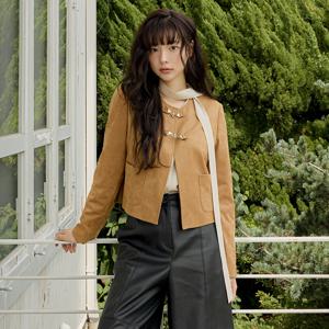 [정가329,000]라운드넥 스웨이드 크롭 자켓 OL5XJ2050