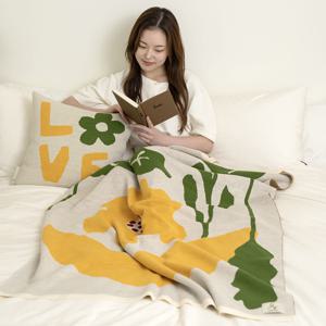 [무케] 닛닛_플라워 드림 프리미엄 니트블랭킷 무릎담요 소파 거실 피크닉 캠핑
