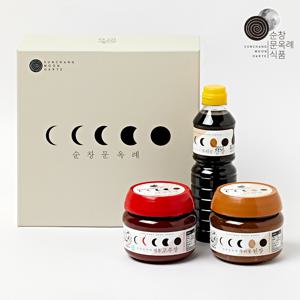 순창문옥례식품 전통장류 선물세트 실속형 3호고추장500g+된장500g+간장500ml