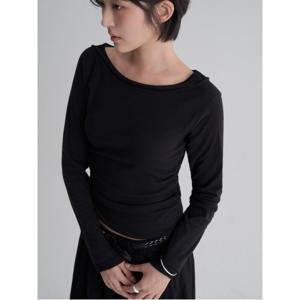 레이어드 긴소매 티셔츠 - 블랙 (355841LY75)