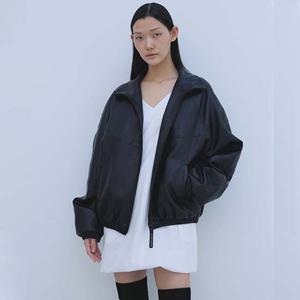 FAUX LEATHER BLOUSON JUMPER-BLACK
