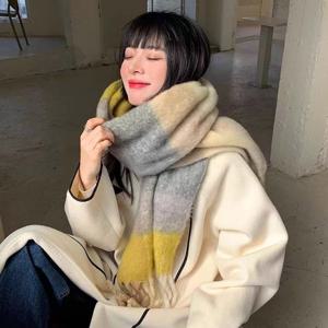 아크 체크 멀티 여자 남자 커플 울 머플러 목도리