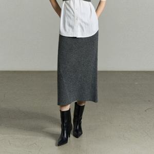 KNIT COTTON SLIT SKIRT