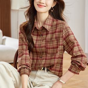 [브리치] 제로투올샵 / 복고풍 두꺼운 체크 셔츠 여성 체크무늬 캐주얼 레드 체크