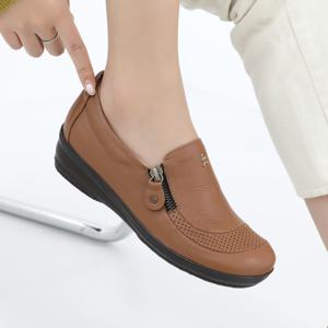 [브리치]  /  수제화 천연양가죽 트레이 지퍼 슬립온 4.5cm