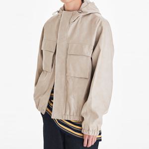 [MEN][정가 399000원]투 빅포켓 후드 페이크레더 점퍼