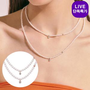 14K 루시 모이사나이트 스와진주 비드 목걸이(2type)
