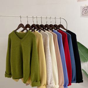 [브리치] 허니제이 / 이겔 브이넥 레글런 무지 니트(9color)