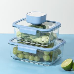 베큐씰 내열유리 진공 밀폐용기 대용량 2종 세트(1500+2300)+진공펌프