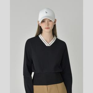 헤지스골프[BEST]여성 우븐 브이넥 맨투맨HWTS5C614BK