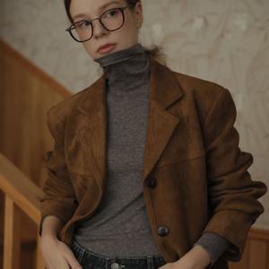 디얼 스웨이드 싱글 자켓_camel