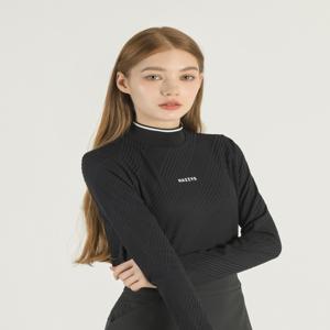 헤지스 골프 여성 HWTS5A111BK 블랙 여성 자카드 하이넥 베이스레이어