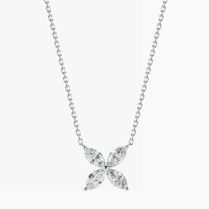 14K랩다이아 마퀴즈 플라워 목걸이 L