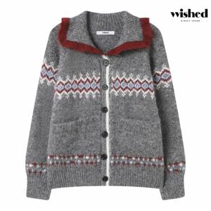 정상가:89,000원 ㅣ 배색 카라 포켓 노르딕 니트 가디건 (WICDCD003)