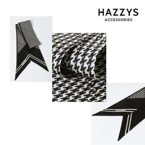 [선물포장][SILK100] 블랙 하운드투스 실크 스카프 HISC4E900BK