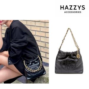 [선물포장] H패치 블랙 레더 퀼팅 체인 호보 숄더백 [S] HIBA4E553BK