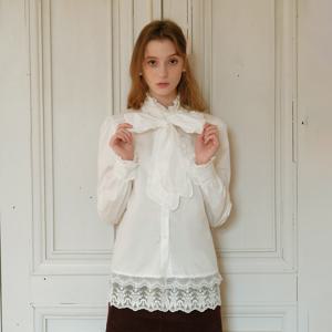 Cest_Big bow white lace shirt