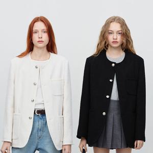 던스트 UNISEX OVERSIZED COLLARLESS TWEED JACKET_UDJA5A109