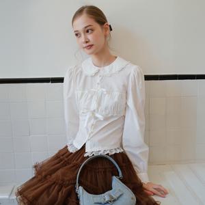 [10월23일 예약배송] Cest_Lovely lace ribbon blouse