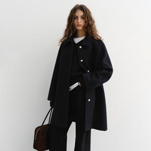 던스트 BOUCLE WOOL HALF COAT DARK NAVY_UDCO5D226N3