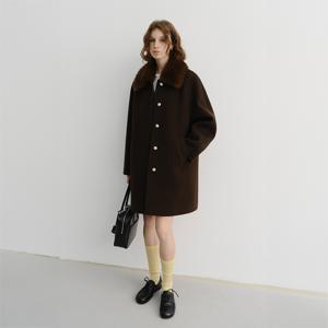 던스트 BOUCLE WOOL HALF COAT BROWN_UDCO5D226W2
