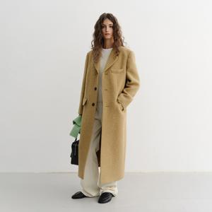 던스트 UNISEX 2-WAY 3 BUTTON BOUCLE WOOL COAT CAMEL_UDCO5D122CM