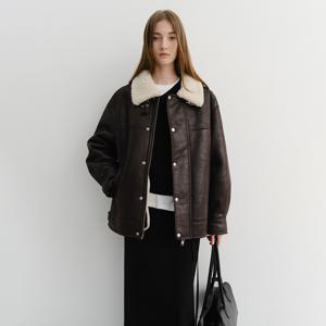던스트 UNISEX SHEARLING HALF JACKET BLACK BROWN_UDJU5D129W3