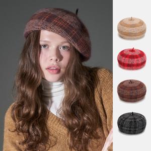 변형 체크 앙고라 베레모 코모네 (4 colors)