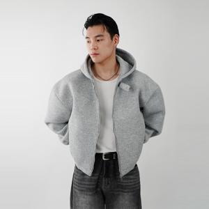 [브리치] 오엔엘 / 네오프렌 회색 두꺼운 후드집업 모자큰후드티
