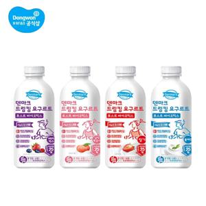 덴마크 드링킹 요구르트 포스트바이오틱스 750ml 4개(딸기/납작복숭아/베리믹스/플레인)