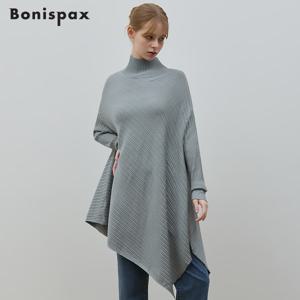 하이넥 나그랑 사선짜임 니트 풀오버