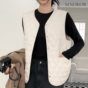 [시노코] 여성 클래식한 데일리 경량 패딩 조끼 3color