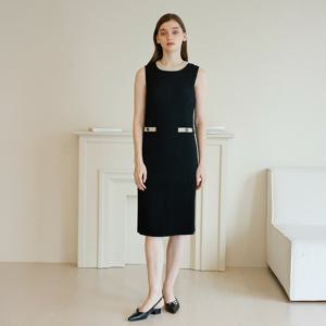 [최초가 198000원] 배색 라운드넥 포켓 포인트 플리츠 원피스 블랙_YK03WRPOP03