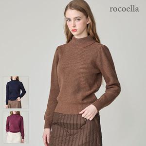 플로 메리노울 브렌드 여성 모크넥 니트