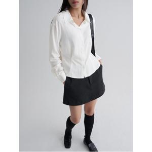 웨이스트 턱 칼라 블라우스  아이보리 (115X64BY10)