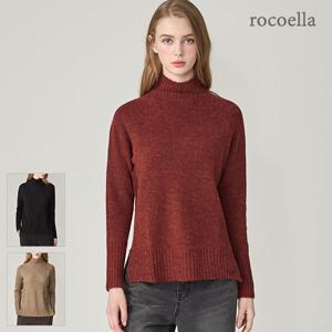 크레니 울 블렌딩 모크넥 여성 니트