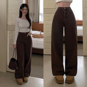 [브리치]  /  사심추천 MD픽 브라운 와이드 데님 팬츠 면바지